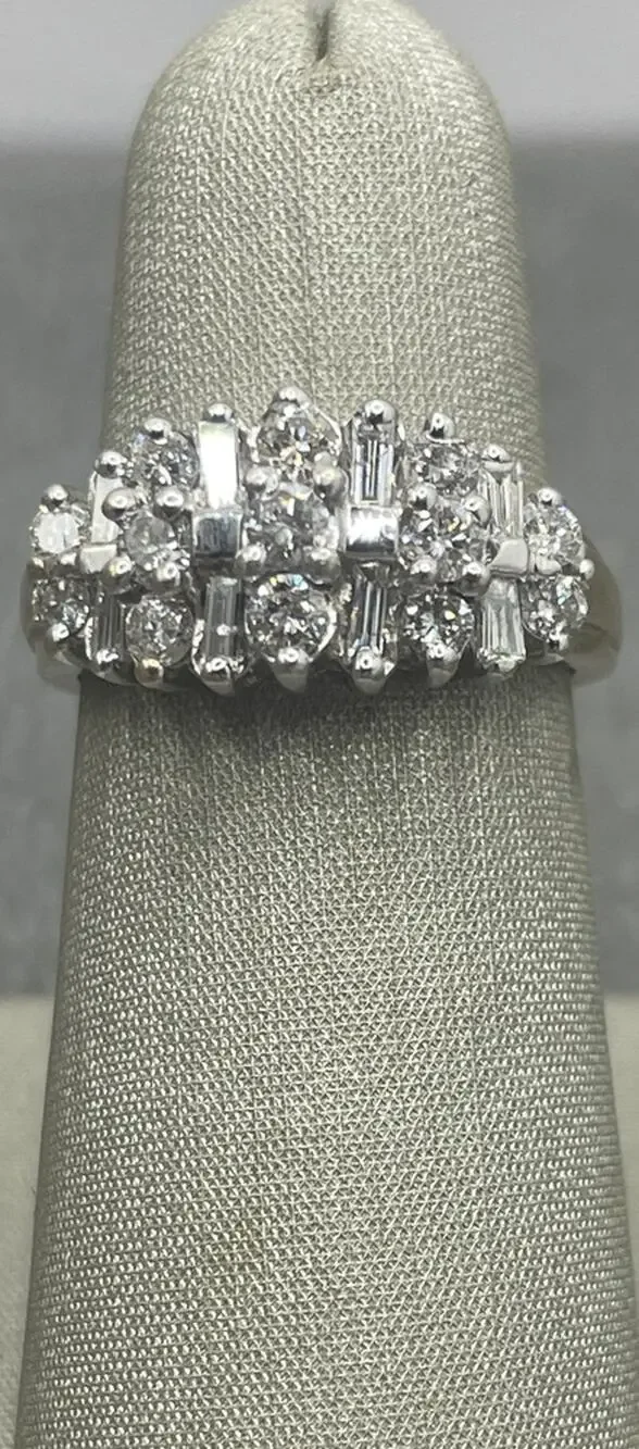 10K Two-tone Baguette & Round Diamonds Arch Ring (21927)